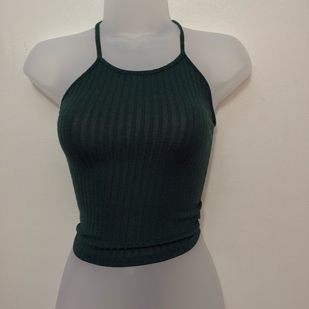 Green strappy crop top